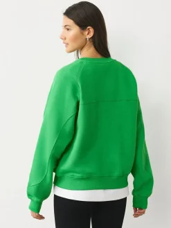 Discount Next Relaxed Fit Heavyweight Regular Crew Neck Sweatshirt Bright Green