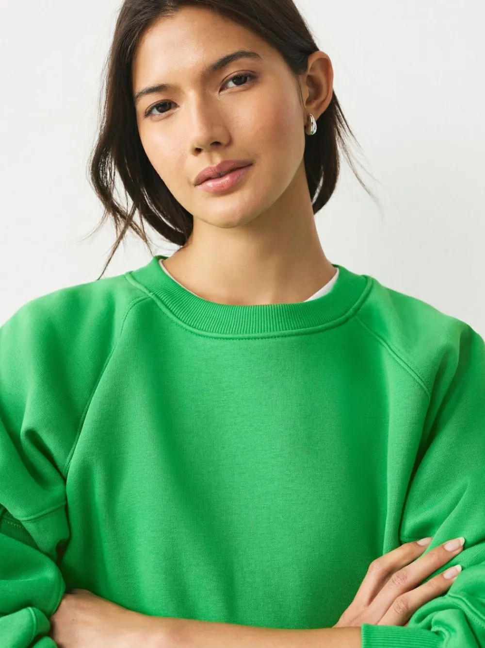 Discount Next Relaxed Fit Heavyweight Regular Crew Neck Sweatshirt Bright Green