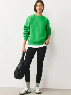 Discount Next Relaxed Fit Heavyweight Regular Crew Neck Sweatshirt Bright Green