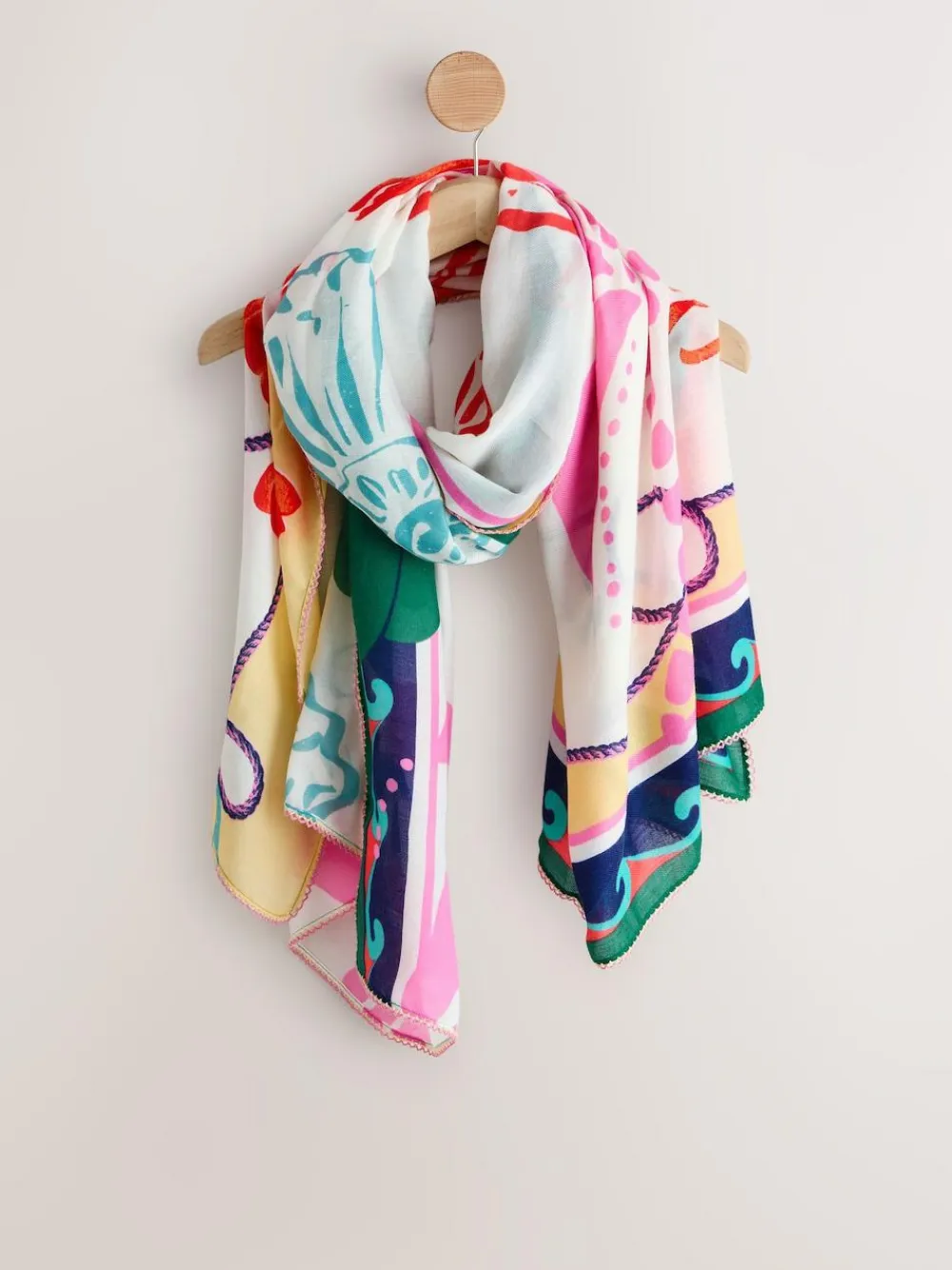 Sale Next Bright Lobster Print Lightweight Scarf