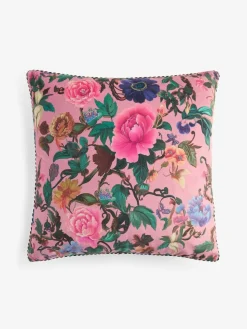 Outlet Next Bright Pink 50 X 50cm Maximalist Floral Velvet Cushion