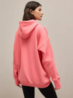 Next Bright Pink Active Longline Overhead Seam Detail Supersoft Hoodie with Pockets^Women Hoodies & Sweatshirts|Sportswear