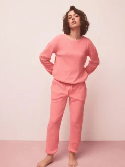 Clearance Next Bright Pink Cosy Waffle Long Sleeve Pyjamas
