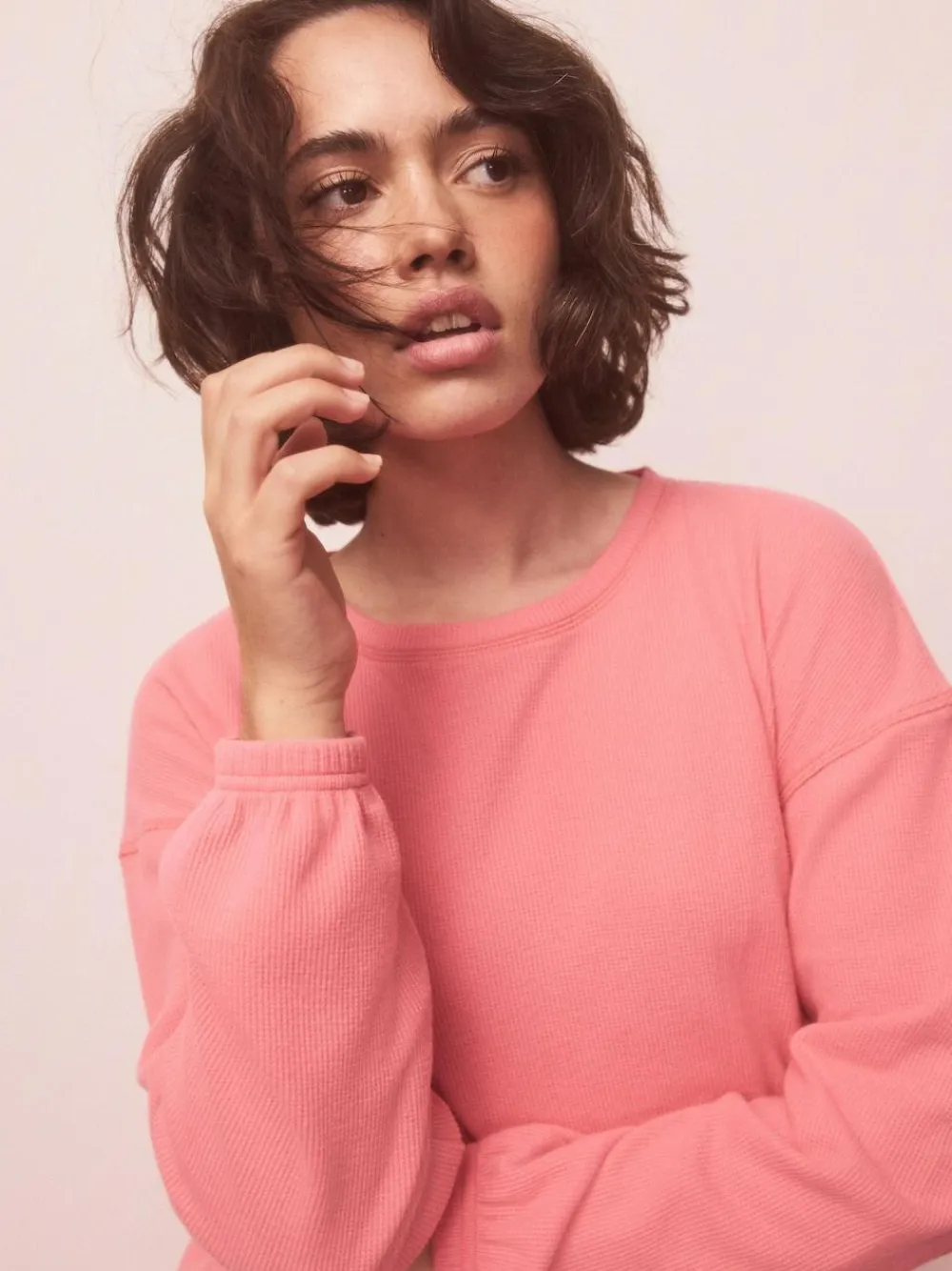 Clearance Next Bright Pink Cosy Waffle Long Sleeve Pyjamas