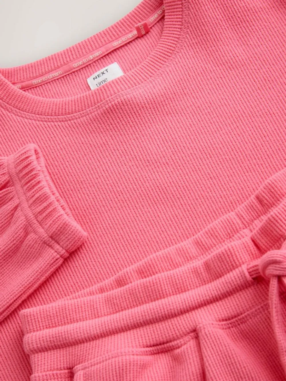 Clearance Next Bright Pink Cosy Waffle Long Sleeve Pyjamas