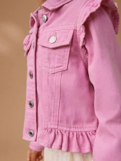 Sale Next Frill Shoulder Denim Jacket (3-16yrs) Bright Pink