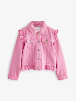 Sale Next Frill Shoulder Denim Jacket (3-16yrs) Bright Pink