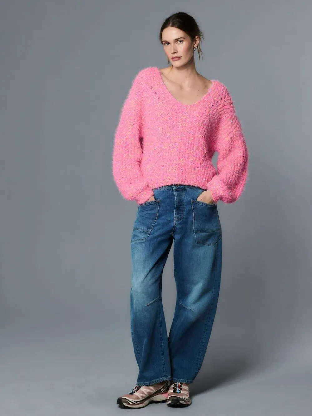 Next Fuzzy Texture V-Neck Knitted Jumper^Women Knitwear|Knitwear