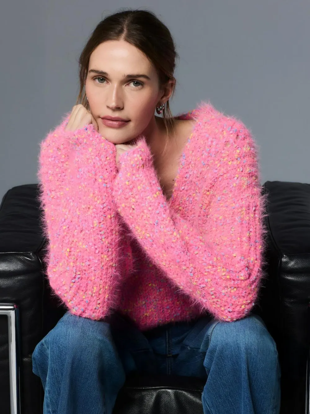Next Fuzzy Texture V-Neck Knitted Jumper^Women Knitwear|Knitwear