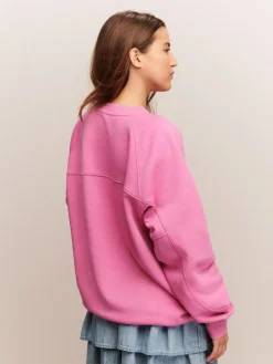 Sale Next Relaxed Fit Heavyweight Longline Crew Neck Sweatshirt Bright Pink