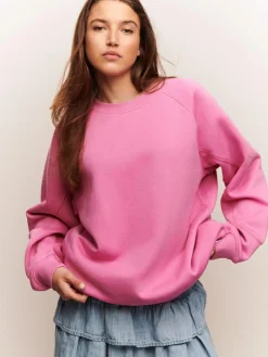 Sale Next Relaxed Fit Heavyweight Longline Crew Neck Sweatshirt Bright Pink