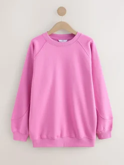 Sale Next Relaxed Fit Heavyweight Longline Crew Neck Sweatshirt Bright Pink