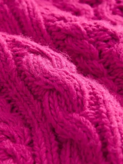 Clearance Next Roll Neck Cable Longline Jumper with Wool Bright Pink