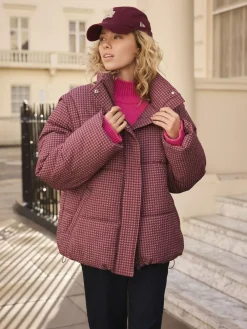 Next Stand Neck Chunky Knit Jumper With Wool Bright Pink