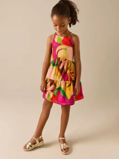 Best Next Bright Print Strappy Crinkle Summer Dress (3-16yrs)
