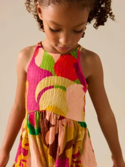 Best Next Bright Print Strappy Crinkle Summer Dress (3-16yrs)