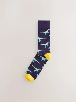 Next Bright Red/Blue/Orange Dinosaur Pattern Socks 8 Pack^ Socks|Socks