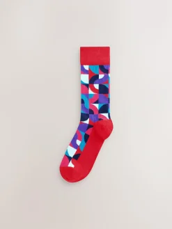 Next Bright Red/Green Geo Pattern Socks 8 Pack^ Socks|Socks