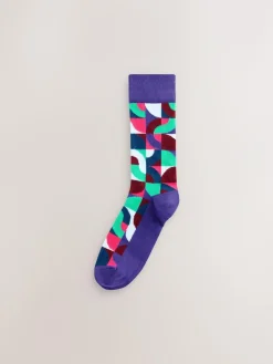Next Bright Red/Green Geo Pattern Socks 8 Pack^ Socks|Socks