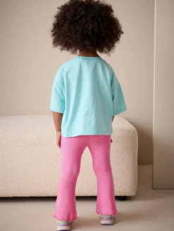 Next Bright Sugar Pink Rib Flare Leggings (3mths-7yrs)^ Pants & Leggings