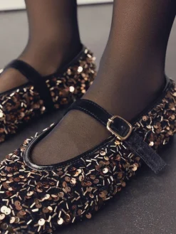 New Next Forever Comfort® Embellished Sequin Mary Jane Shoes Bronze