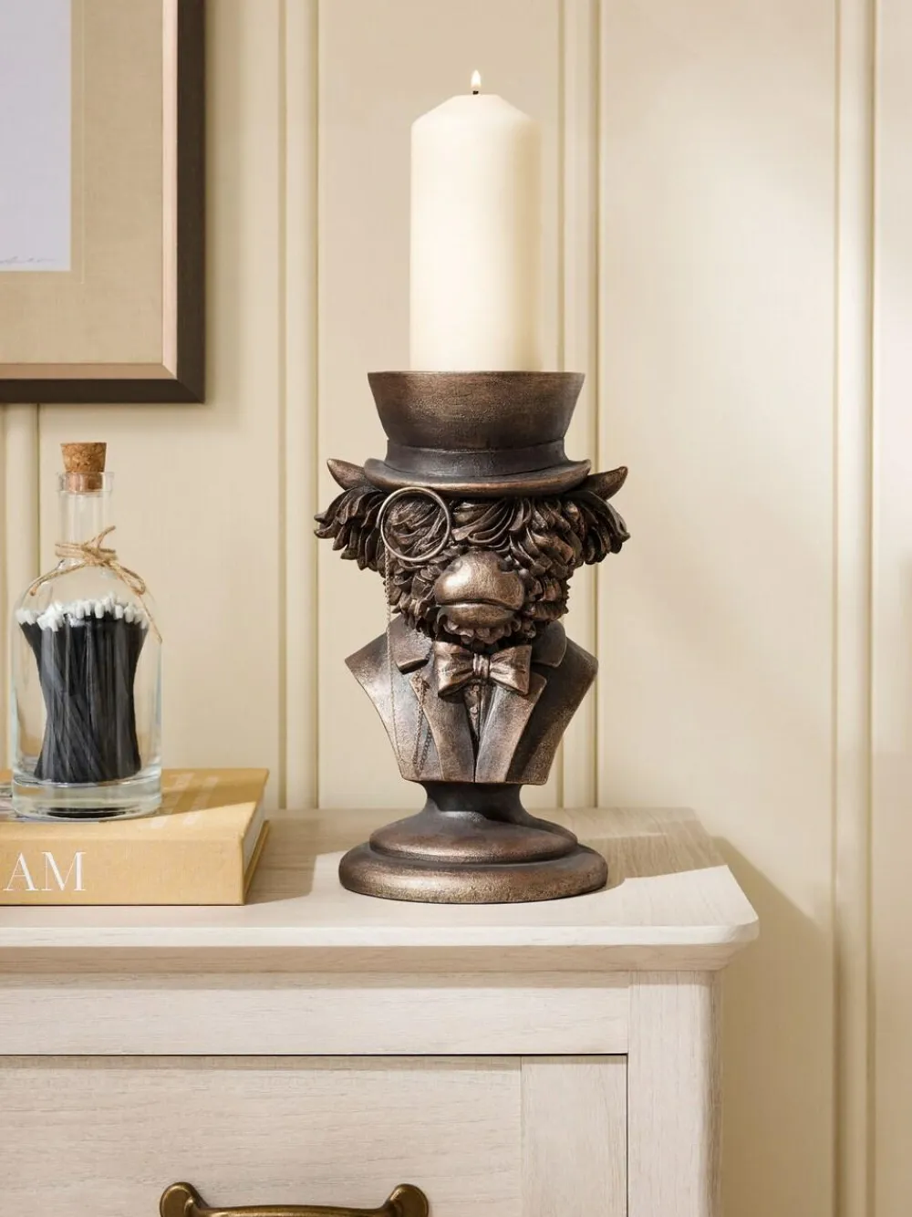 Next Bronze Hamish Pillar Candle Holder^ Candle Holders & Lanterns