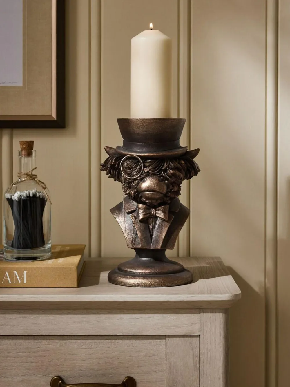 Next Bronze Hamish Pillar Candle Holder^ Candle Holders & Lanterns