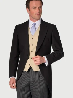 Best Brook Taverner Black Regular Fit Pure New Wool Morning Suit Tailcoat