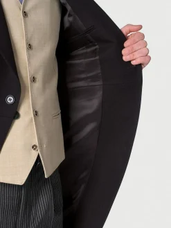 Best Brook Taverner Black Regular Fit Pure New Wool Morning Suit Tailcoat