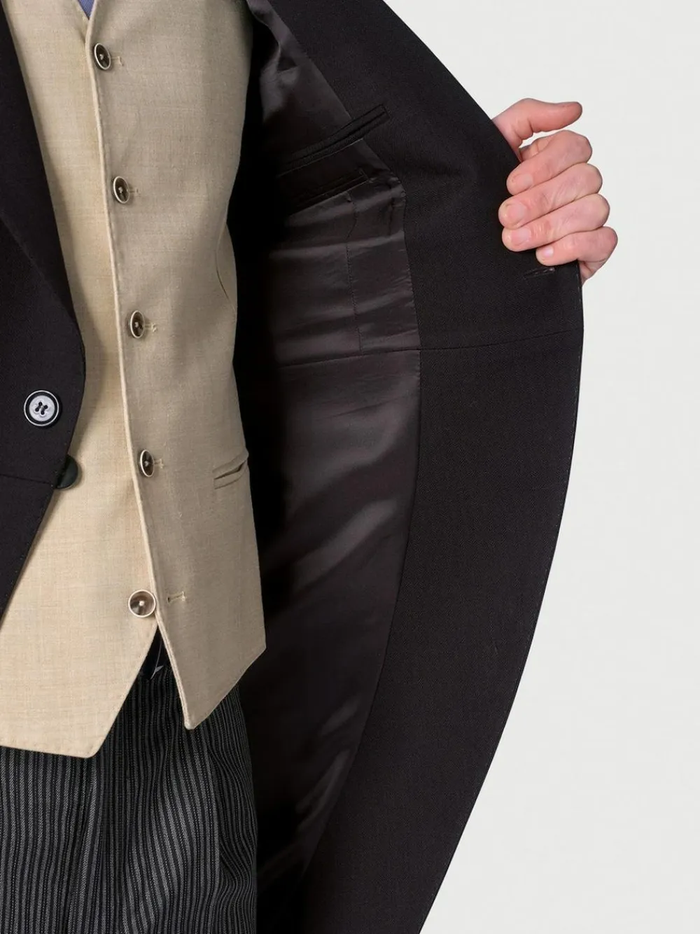 Best Brook Taverner Black Regular Fit Pure New Wool Morning Suit Tailcoat