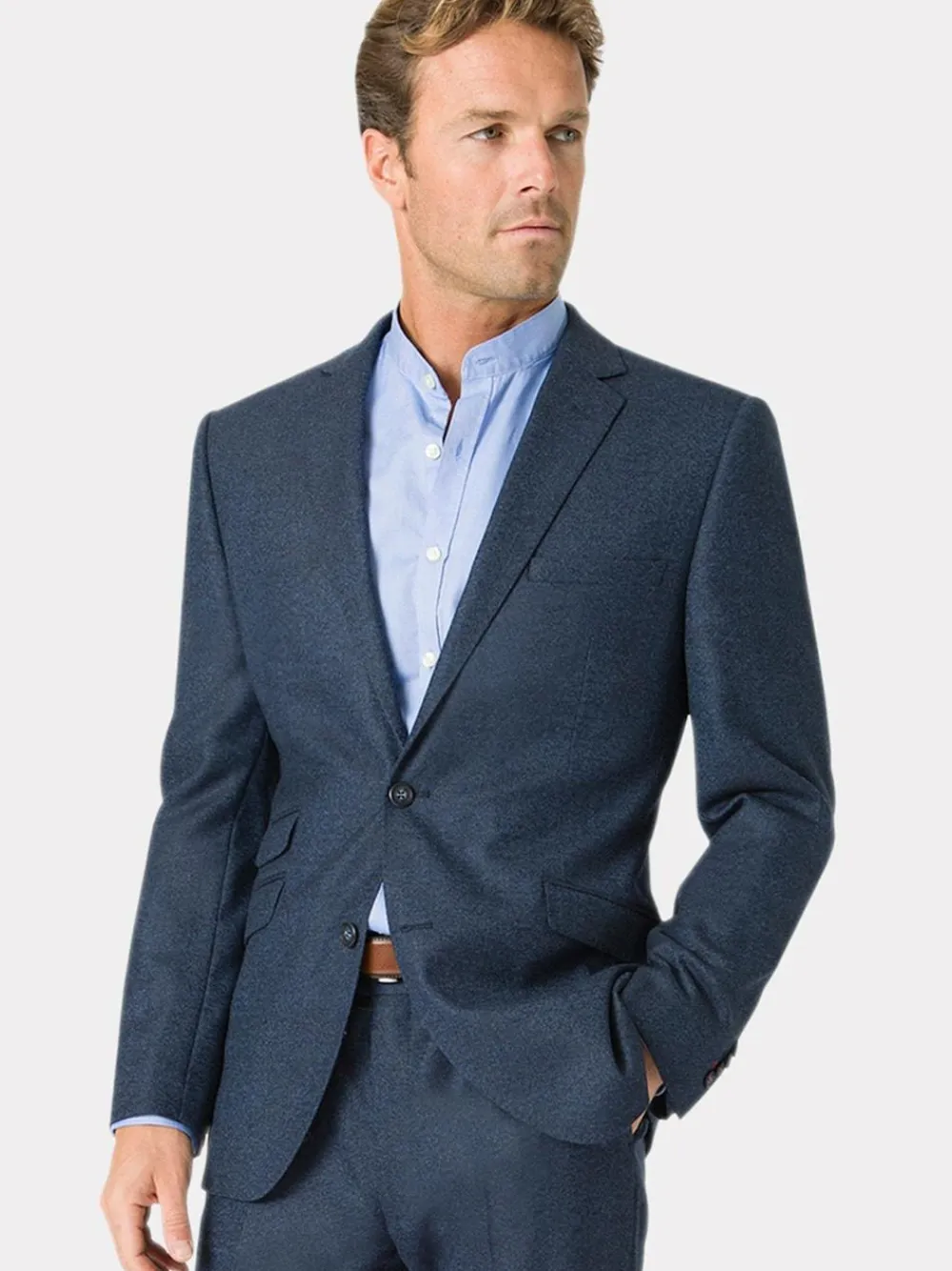 Best Brook Taverner Donegal Wool Suit Jacket Blue