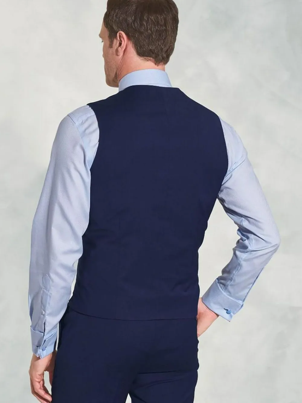 Clearance Brook Taverner Plain Suit Waistcoat Blue