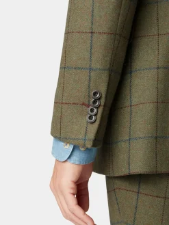 Brook Taverner Check Wool Suit Jacket Green
