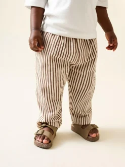 Next Brown & Ecru Stripe Lightweight Joggers (3mths-7yrs)^BOY Pants & Leggings|Jeans & Joggers