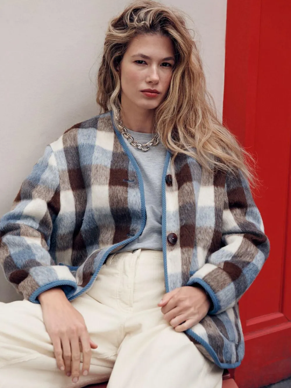 Clearance Next Brown and Blue Checked Jacket