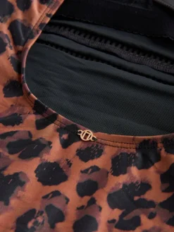 Clearance Next High Neck Tummy Control Shaping Swimsuit Brown Animal