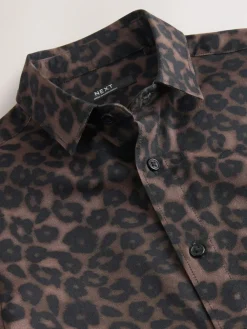 Next Brown Animal Print Short Sleeve Printed Shirt (3-16yrs)^BOY Shirts