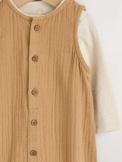 Online Next Baby Dungarees and Bodysuit Set (0mths-2yrs) Brown