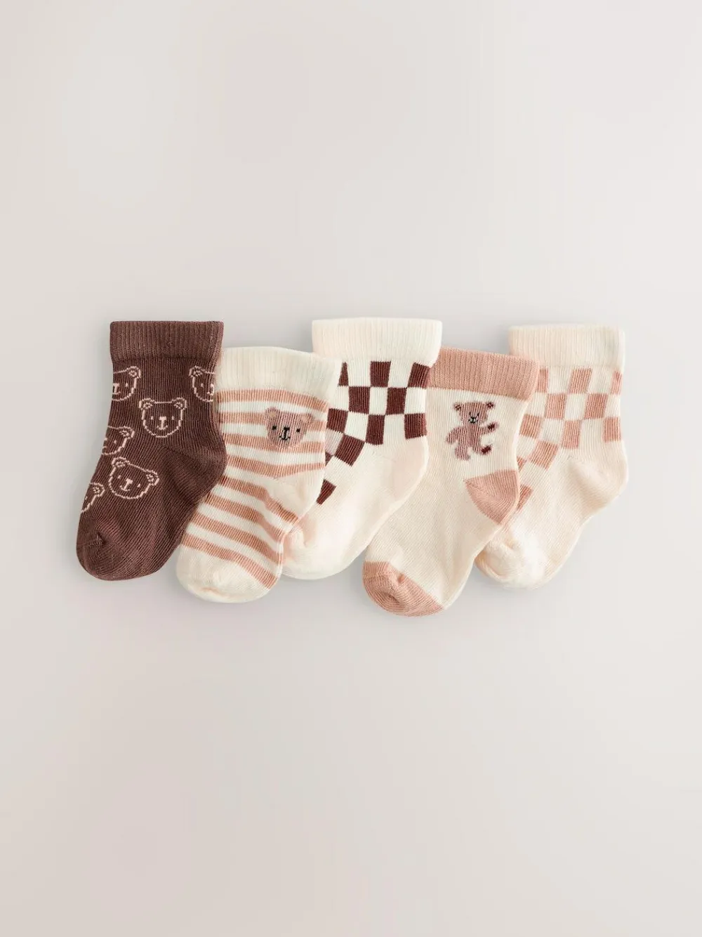 Hot Next Baby Socks 5 Pack (0mths-2yrs) Brown