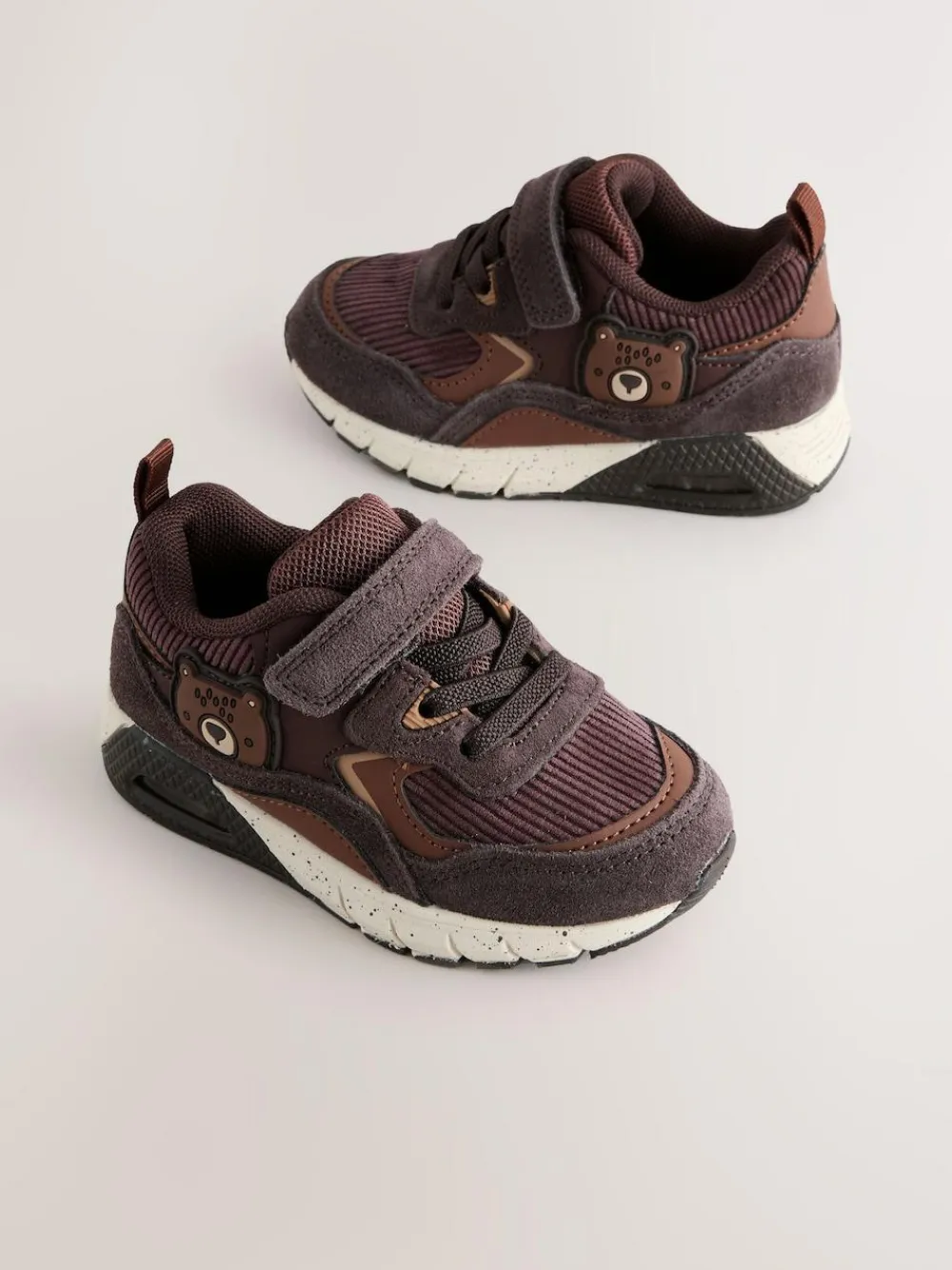 Sale Next Brown Bear Standard Fit (F) Elastic Lace Trainers