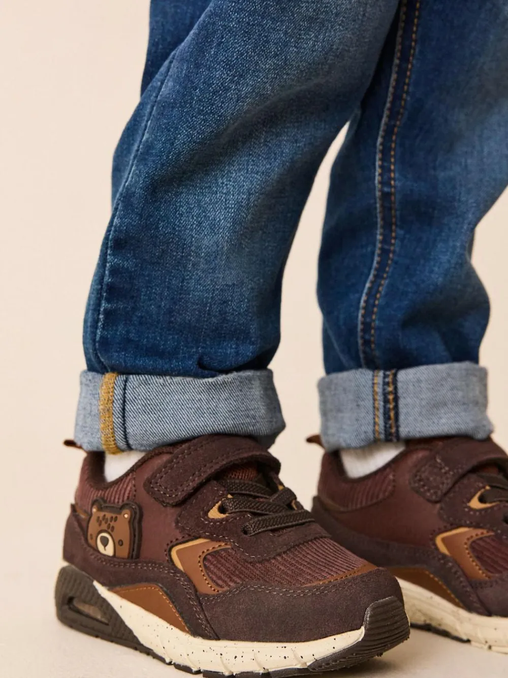 Sale Next Brown Bear Standard Fit (F) Elastic Lace Trainers