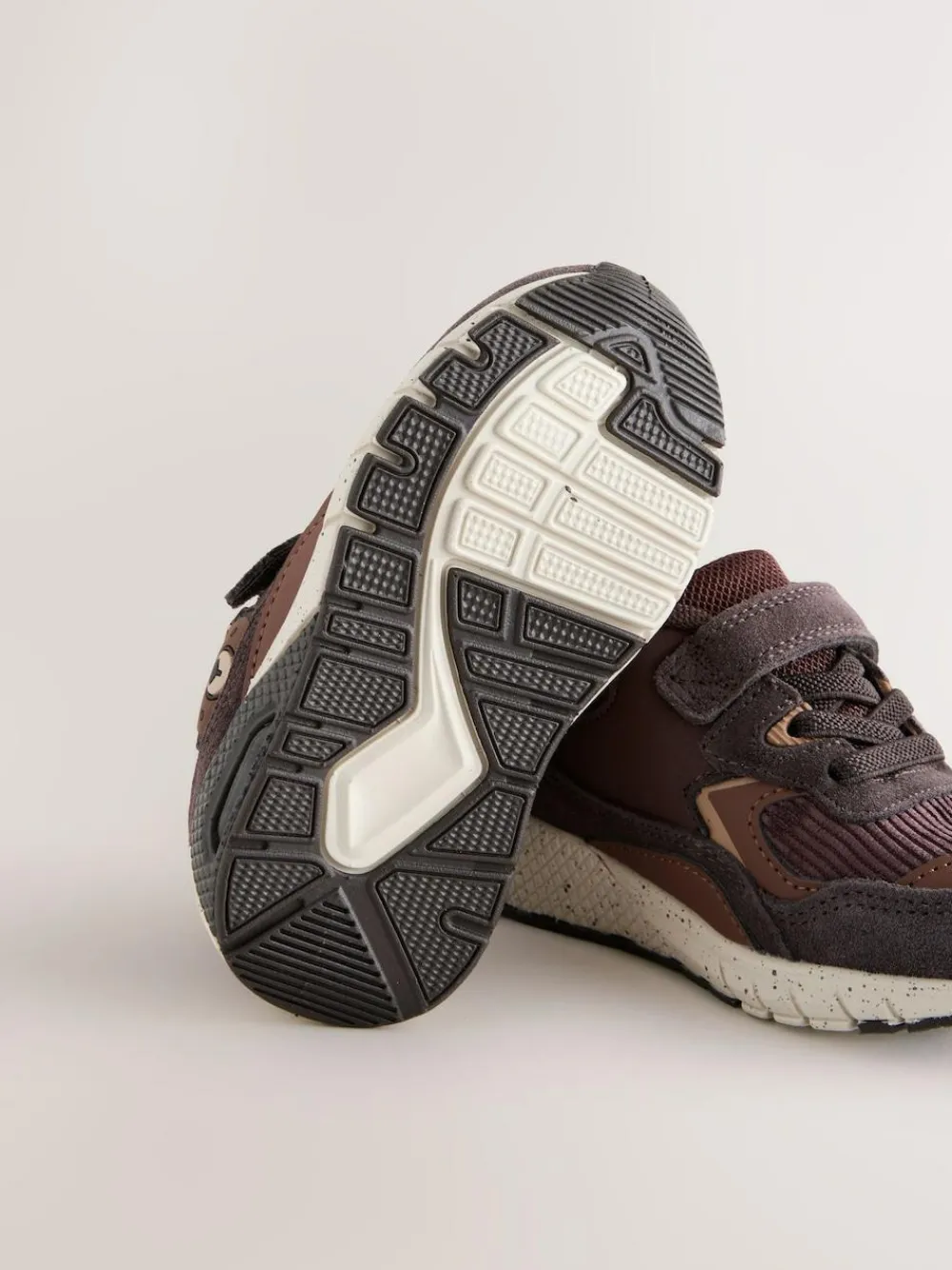 Sale Next Brown Bear Standard Fit (F) Elastic Lace Trainers