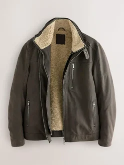 Next Brown Borg Lined Faux Leather Jacket^ Coats & Jackets|Coats & Jackets