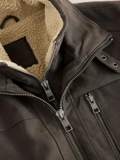 Next Brown Borg Lined Faux Leather Jacket^ Coats & Jackets|Coats & Jackets