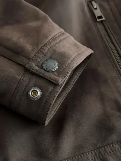 Next Brown Borg Lined Faux Leather Jacket^ Coats & Jackets|Coats & Jackets