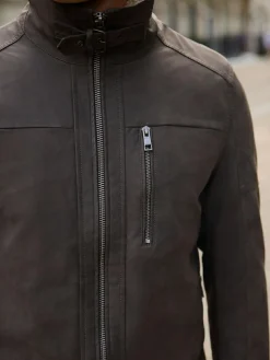 Next Brown Borg Lined Faux Leather Jacket^ Coats & Jackets|Coats & Jackets