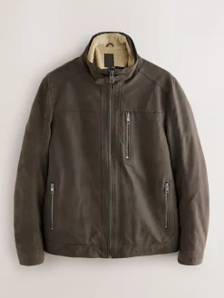 Next Brown Borg Lined Faux Leather Jacket^ Coats & Jackets|Coats & Jackets
