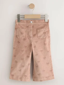 Discount Next Brown Bow Print Cord Flare Trousers (3mths-7yrs)