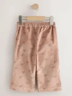 Discount Next Brown Bow Print Cord Flare Trousers (3mths-7yrs)