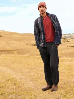 Hot Next Full Zip Funnel Neck Fleece Brown Check